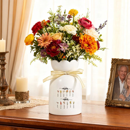 Mum to Nan Birth Flower Vase